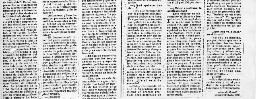 Clarín, mayo 1988: “El progreso es algo más que amontonar palabras”