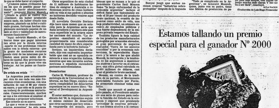 La Nación, repercusión en el New York Times, febrero de 1990