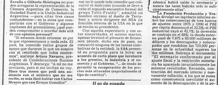 Clarín, Panorama empresario, octubre de 1990