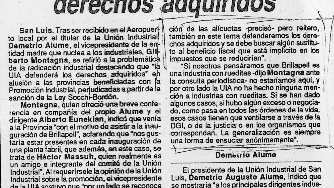 Clarín, la UIA defiende a Massuh, abril de 1988